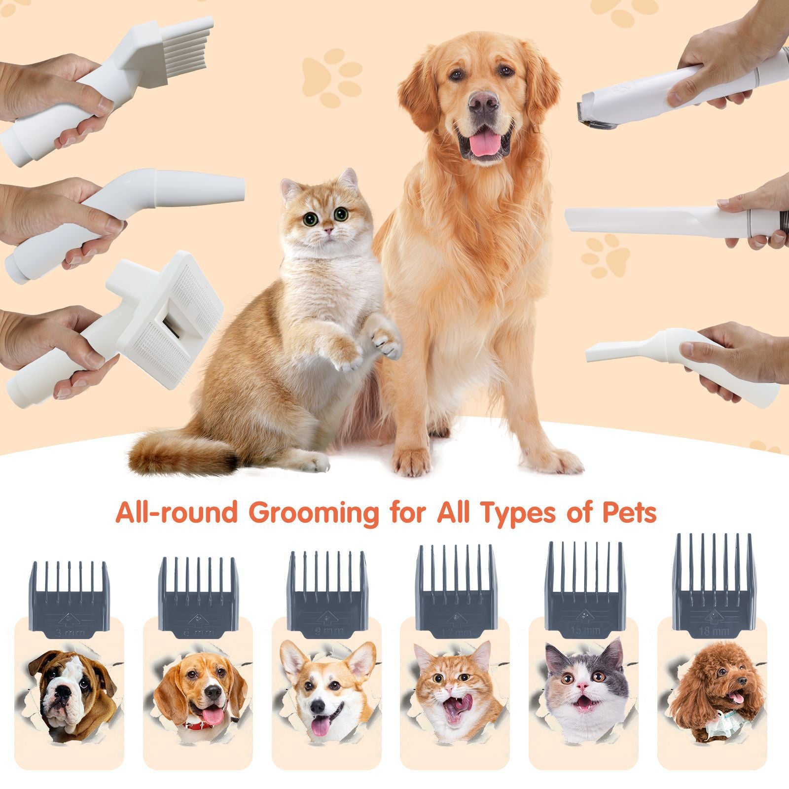 Foreign Trade Wholesale Dog Grooming Vacuum Cleaner Grooming Kit 11000Pa Strong Suction Pet Hair
